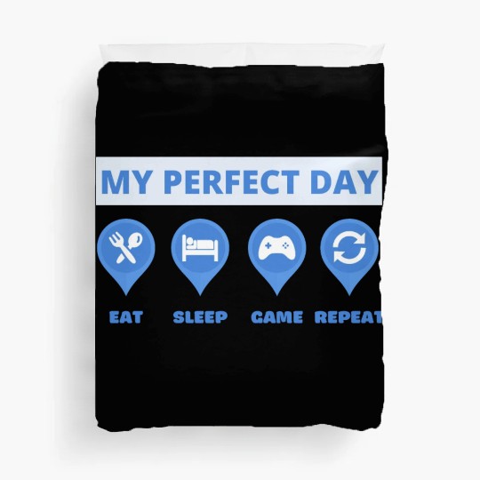 Eat sleep game repeat video game funny Duvet Covers