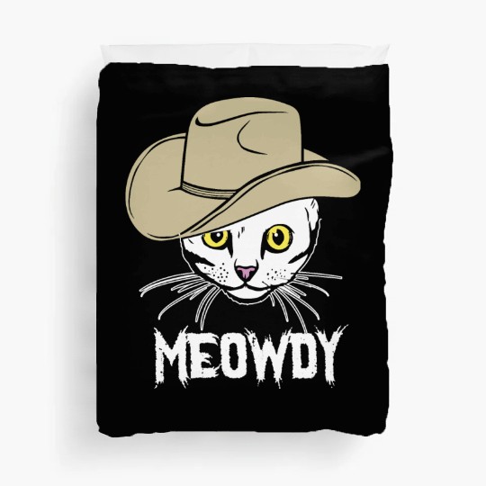 Meowdy Funny Cat Cowboy Hat Design Duvet Covers