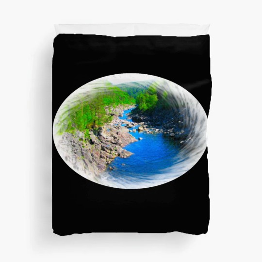 A river running through a valley in the wilderness Duvet Covers