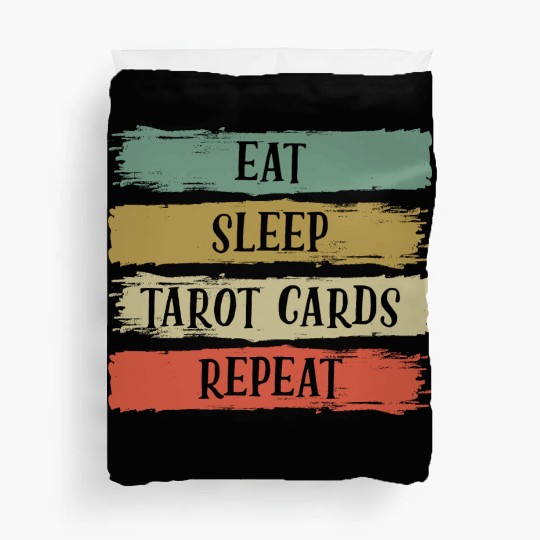 Eat Sleep Retro Vintage Tarot Cards Cartomancy Duvet Covers