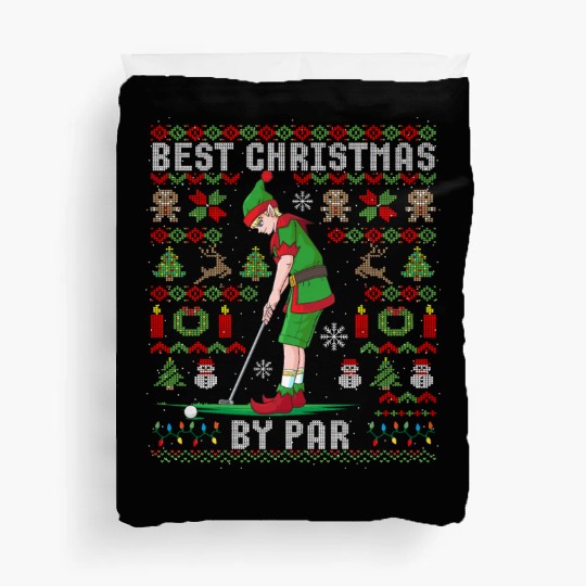 Golf Elf Pun Golfer Ugly Christmas Golfing Duvet Covers