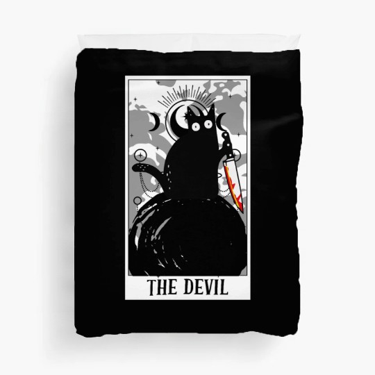 The Devil Tarot Card Funny Cat Tarot Card A Tarot Duvet Covers