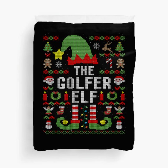 The Golfer Elf Ugly Christmas Matching Family Duvet Covers