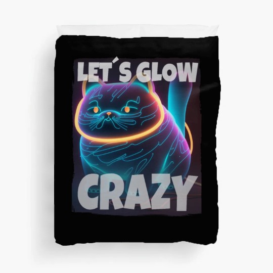 Lets Glow Crazy Cat Kitten Fluffy Cat Duvet Covers