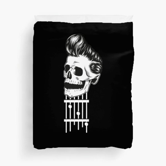 Rock N Roll Skeleton Head -Sweet Rock On Guitar Duvet Covers