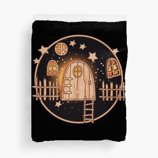 The magic of the gnome door at Christmas Duvet Covers