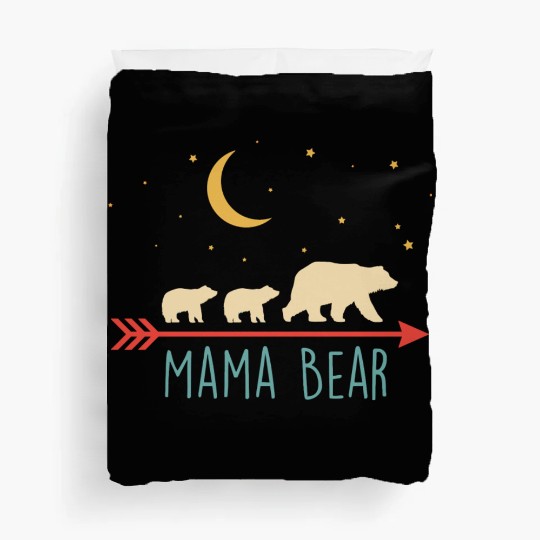 Retro Mama Bear With 2 Cubs Duvet Covers