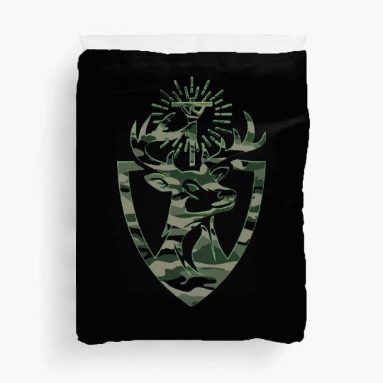 Hubert Hubertus Patron Saint Of Hunters Stag Camo Duvet Covers