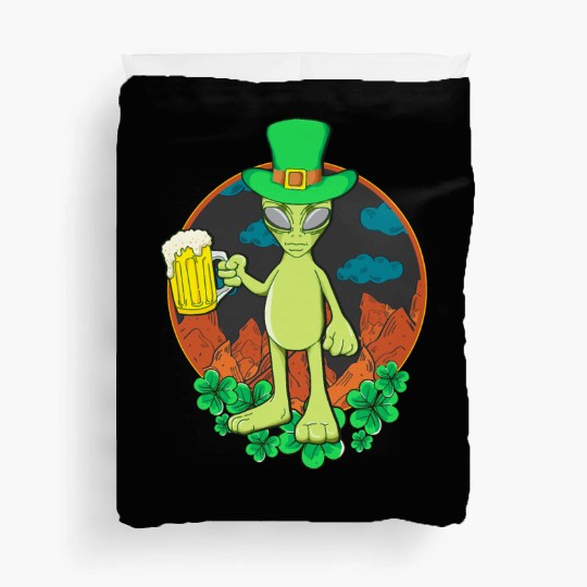 St Patrick's Day Drinking Alien Duvet Covers
