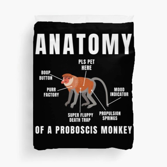 Anatomy Of A Proboscis Monkey, Funny Meme Animal Duvet Covers