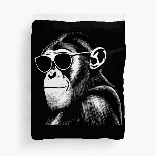 Chimpanzee with sunglasses Duvet Covers