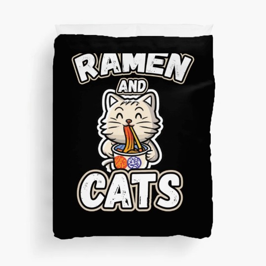 Ramen and cats Duvet Covers