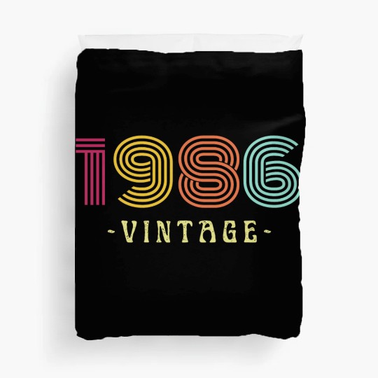 Neon Rainbow Retro Birthday Year Vintage 1986 Duvet Covers