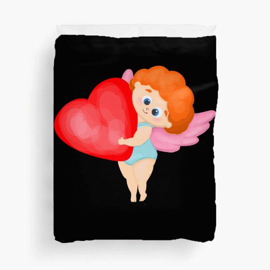 Lovely cupids. Cupid with a red heart Duvet Covers