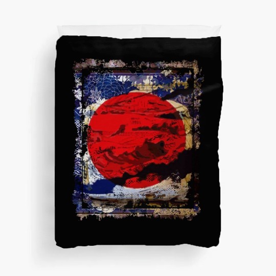 Japan Flag Red Circle Blue Mountain Collage Art 74 Duvet Covers