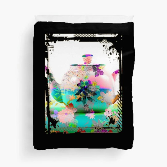 Japan Tea Pot Floral Pattern Chrysanthemum Cherry Duvet Covers