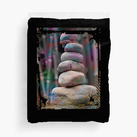 Japan Zen Buddhism Balancing Stones Rocks Bamboo Duvet Covers