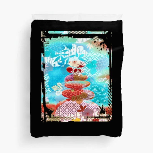 Japan Zen Buddhism Balancing Stones Rocks Cherry Duvet Covers