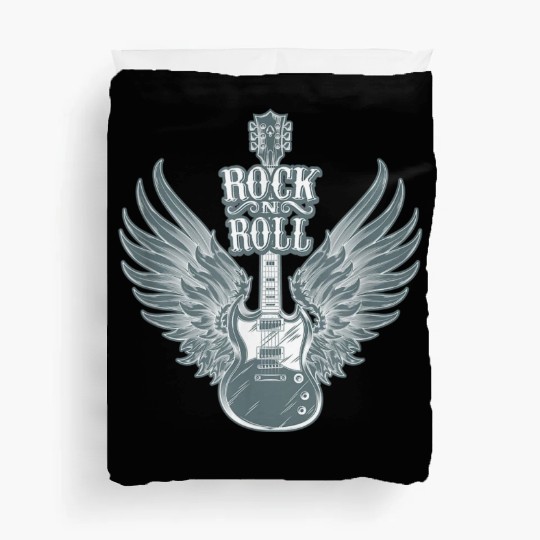 Rock N Roll Angel Wings Music Guitar Player Duvet Covers
