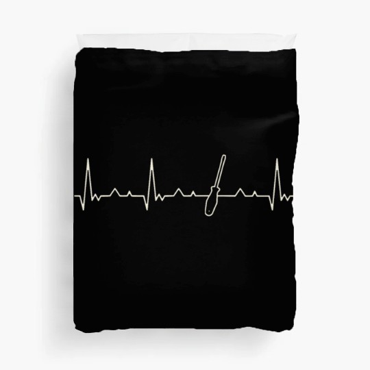 Screw Driver. Heart. Love. EKG. Pulse. Beat. Duvet Covers