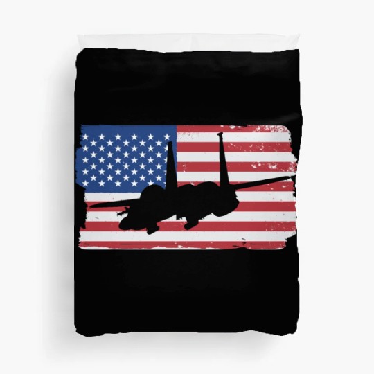 F-15 Eagle Fighter Jet American Flag F15 Eagle Duvet Covers