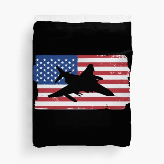 F-4 Phantom Fighter Jet American Flag F4 Phantom Duvet Covers