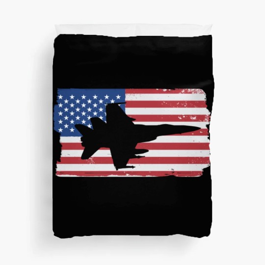 F-18 Hornet Fighter Jet American Flag F18 Hornet Duvet Covers