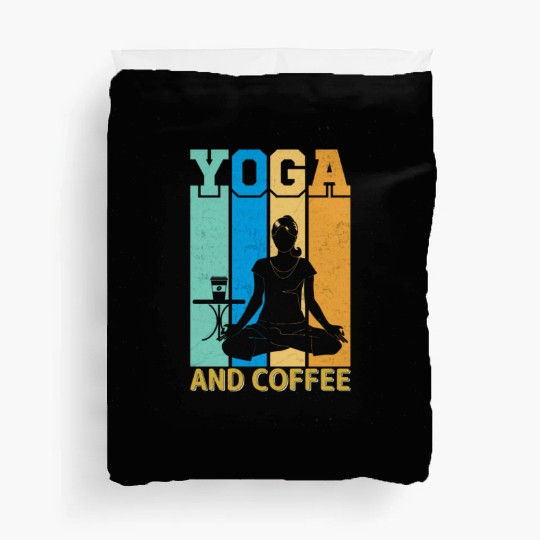 Yoga and coffee Duvet Covers