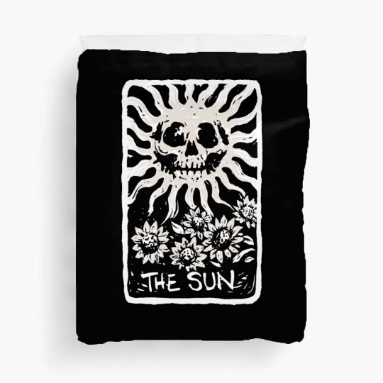 The Sun Skeleton Skull Tarot Card Duvet Covers