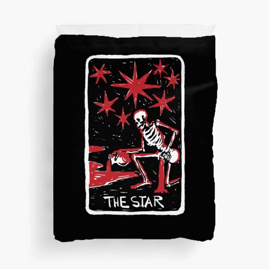 The Star Blood Red Skeleton Skull Tarot Card Duvet Covers