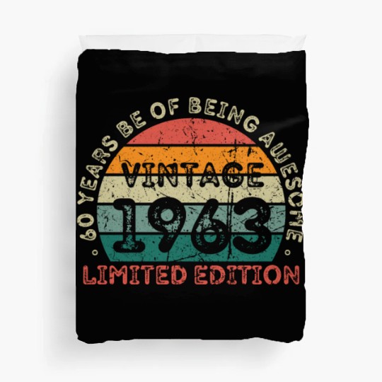60 Years Vintage 1963 Retro 60th Birthday Duvet Covers