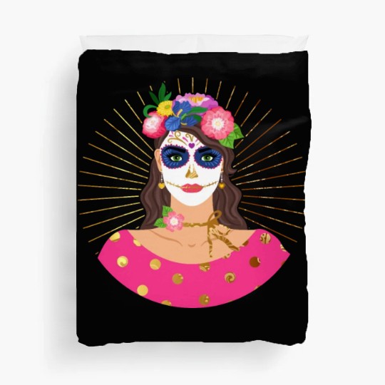 Dia De Los Muertos Duvet Covers, Little Girl Sugar Skull