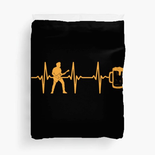 Guitar Player Bass Guitar Heartbeat Beer - Bass Gu Duvet Covers