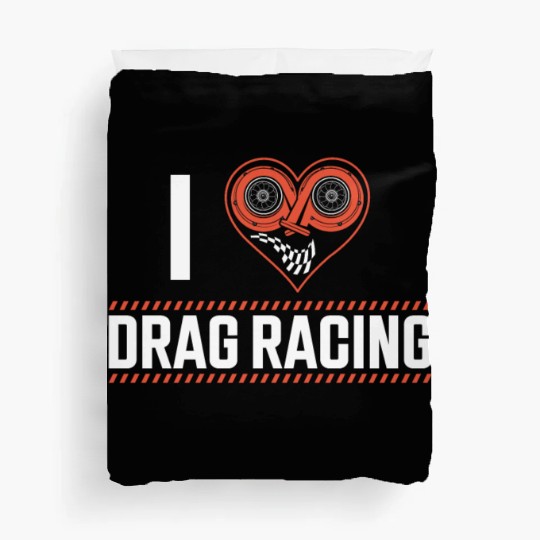 Drag Racing Race Car Heart I Love Duvet Covers