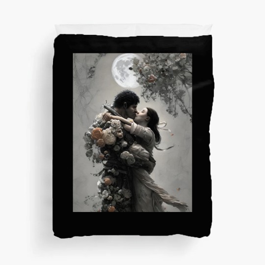 elves love fantastic design flowers and full moon Duvet Covers