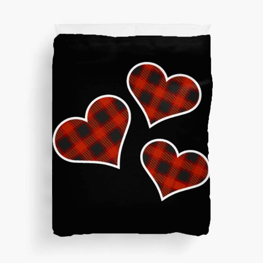 Buffalo Plaid Hearts Duvet Covers