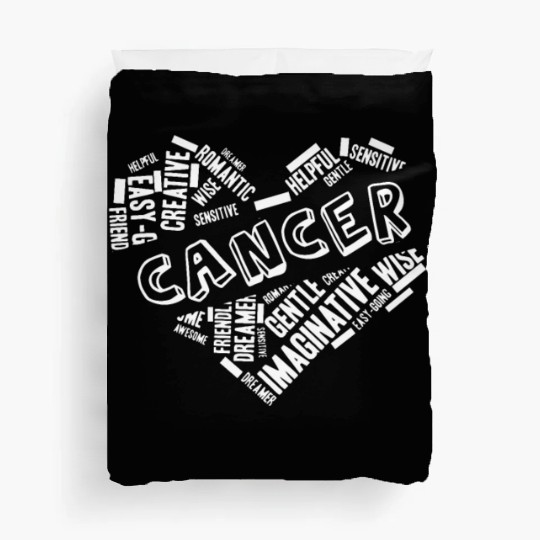 Cancer Heart Word Cloud Doodle Astrology Zodiac St Duvet Covers