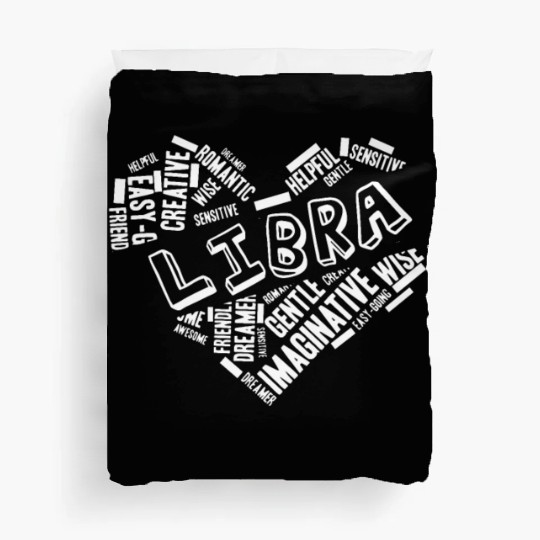 Libra Heart Word Cloud Doodle Astrology Zodiac Sta Duvet Covers