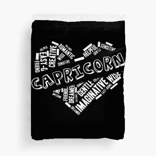 Capricorn Heart Word Cloud Doodle Astrology Zodiac Duvet Covers