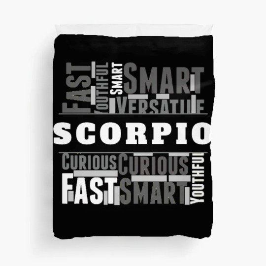 Scorpio Zodiac Star Sign Word Cloud Square Monochr Duvet Covers