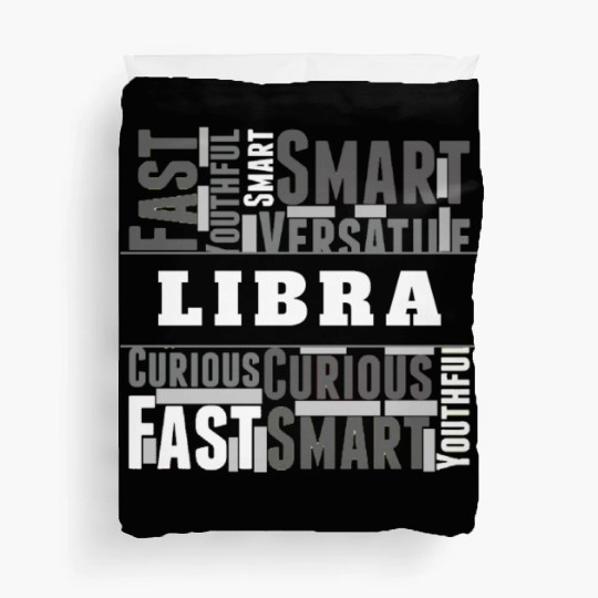 Libra Zodiac Star Sign Word Cloud Square Monochrom Duvet Covers