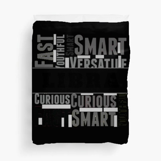 Libra Zodiac Star Sign Word Cloud Square Monochrom Duvet Covers