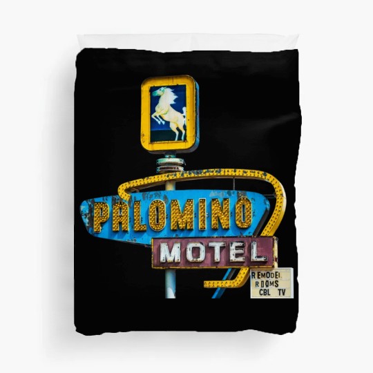 Route 66 Neon Palomino Motel Tucumcari, New Mexico Duvet Covers