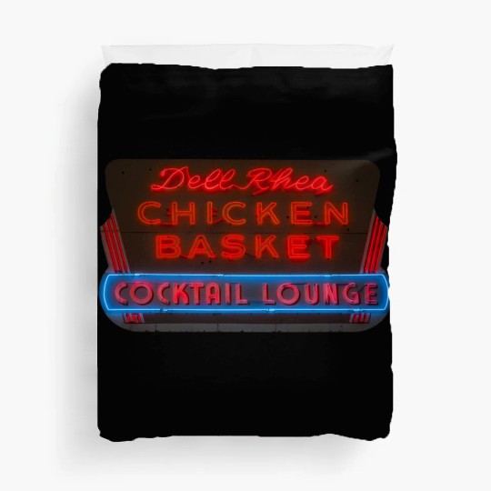 Del Rhea Chicken Basket Neon Sign Route 66 Duvet Covers