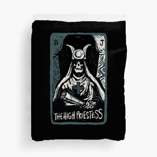 The High Priestess Skeleton Skull Tarot Card Duvet Covers