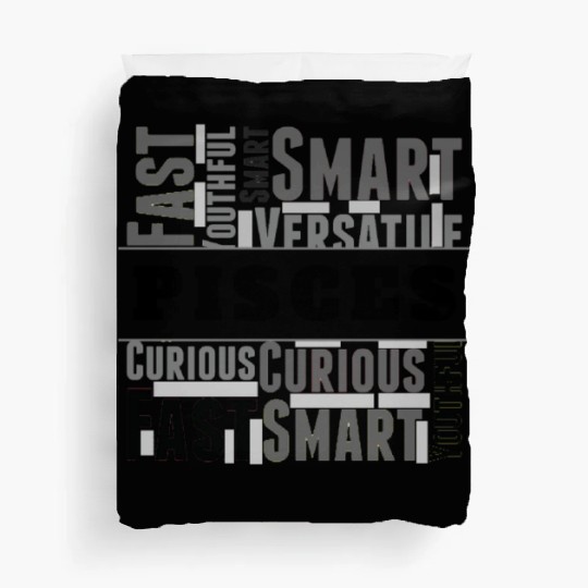 Pisces Zodiac Star Sign Word Cloud Square Monochro Duvet Covers