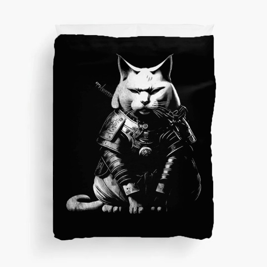 cool samurai cat Duvet Covers