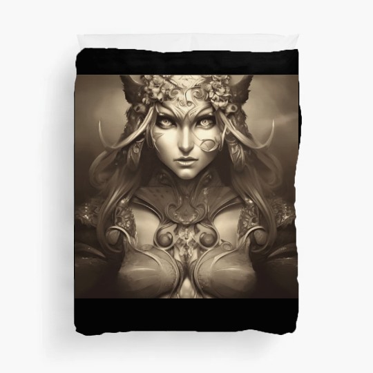 Warrior princess wearing gothic plate dark fantasy Duvet Covers