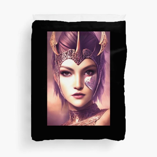 Warrior princess wearing gothic plate dark fantasy Duvet Covers