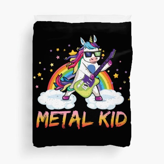 Metal Kid Music Guitar Unicorn Rainbow Heavy Rock Duvet Covers